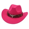 Baretten Vilt Westerse Cowboyhoed Met Koeband Ossenkopaccessoires Jazz Fedora Hoeden Etnische Stijl Zachte Tibetaanse Top Mannen