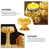 Titulares de vela 1 pc suporte de forma de lótus fino e lâmpada de Buda para templo (dourado)