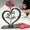 Flores decorativas Rosa de hierro con soporte, adornos de Metal forjado a mano, escritorio para sala de estar, dormitorio, estudio