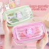 Storage Bags Kawaii Transparent Pencil Case Large Capacity Waterproof Pen Bag Cosmetic Cartoon Student School Supplies Stationery