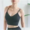 Bikinis Set Nclagen Sport Bra Women High Support Pushup Padded Crop Top Thin Shoder Strap Gym Underwear Workout Fitness Running Brassi Otcoq