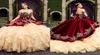 Robe De bal en velours bordeaux, chérie, robes De Quinceanera avec broderie, jupes à plusieurs niveaux, longueur au sol, à lacets, Sweet7298511