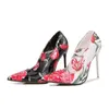 Jurk Schoenen Big Size 35-46 Vrouwen Laarzen Super Hoge Hakken Bimooth Model Merk PU Schoeisel Modeshow Doek print GH199