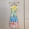 Casual Beach Holiday Designer Women Lady Summer Dress Flowers Print One Piece Dresses Wholesale Factory Pris 0531