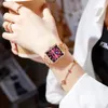 Relógios quadrados de ouro rosa para mulheres premium minimalista feminino relógio de pulso de quartzo clássico relógios de banda de aço inoxidável 240318