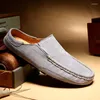 Casual Shoes Summer Half For Men Lightweight Breathable Loafers Suede Leather Outdoor Flats Fashion Comfortable Man Slippers