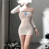 Temptation Printed Separate Sexy Hot Hip Package Underwear Skirt Long Sleeve Transparent Passion Suit Epdcr