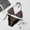 Buchstabendruck Bikini Badeanzüge für Frauen Feste Farbe doppelseitiger Polyesterstoff mit Dreikriemengurt Design Starke Einstellbarkeit sexy Frauen Badebekleidung