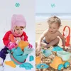 Jeu de sable amusant d'été en plastique souple pour bébé, jouets de plage pour enfants, sac en maille, ensemble de jeu de bain, chariot de fête de plage, seau, moules de sable, outil de jeu d'eau, jouets cadeaux 240321