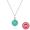 Chaînes 925 Sterling Argent Turquoise Collier Géométrique Pour Femmes Fille Zircon Simple Sphère Conception Bijoux Fête Cadeau Goutte