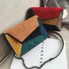 Shoulder Bags Women's Contrast Bag 2024 Splicing Pu Leather HandBag Chain Messenger Crossbody For Women