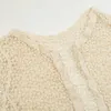 Coletes femininas Mulheres Flare Manga Longa Encolher Cardigan Oco Out Crochet Malha Frente Aberta Sheer Lace Cover Up Sweater Solto Outwear