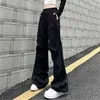 Spodnie damskie Y2K Casual szeroko nogi elastyczna talia Spring Korean Streetwear Ogniarne wysokie joggery szare plisowane spodnie