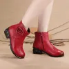 Stivali scarpe basse scarpe da donna rossa stivali vintage venage donne motchine inverno scarpe rivestite di scarpe tacco scarpe da peluche calde