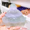 Estatuetas decorativas macaron natural fluorite maitreya estátua de buda cristal de cura fengshui moda budismo decoração de casa presente 1 peça