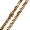 Hot Selling High Quality 316L rostfritt stål 18K pläterad glänsande guld kubansk länkkedjan halsband för män kvinnor