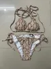 Kvinnors bikini lyxbikini badkläder designer baddräkt baddräkt baddräkter polyesterbrev mitt midja semester parti strand scrunch sexig bikinis baddräkter wg17