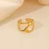 Vintage roestvrijstalen gouden opening onregelmatige holle ring