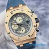 Berömda armbandsur spännande AP -armbandsur Royal Oak Offshore Series 26470or Grey Dial 18k Rose Gold Mens Watch Automatic Machinery