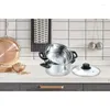 Cookware Sets Stainless Steel 3 Piece Steamer Set. Features 2 Quart Veggie And Cooking Pot With Tempered Glass Lid.