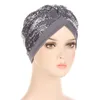 Ball Caps Frauen Muslim Turban Hatbow Pailletten Haar Motorhaube Kopf Schal Wrap Cover Neuheit Baseball Kappe Ausgestattet Schwarz Leder