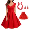 Retro Vintage 1950s A-Line Dress Flare Women's Costume Party Evening Masquerade Dress Christmas Party