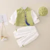 Abbigliamento etnico Stile cinese Tang Suit Ragazze Ragazzi Costumi tradizionali Bambini Top per bambini Pantaloni Outfit Abiti rossi per regali di compleanno