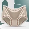 Kvinnors trosor mitten av midjan Bomull Crotch Satin Underwear Bow Lace Edge Ice Silkes Traceless Women thong kvinnlig underkläder