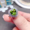 Cluster-Ringe Romantischer Silber-Herz-Edelstein-Ring für Party 8 mm VVS-Grade natürlicher Peridot aus massivem 925-Schmuck