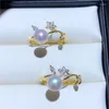 Cluster Rings Fashionable Xiaohua Haoshi Open Ring 6-7mm 8-9mm 7-8mm Natural South Sea White Lotus Silver S925- Gift Box