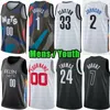 Benutzerdefinierte Herren Jugend Mikal Bridges Basketball Jersey Dorian Finney-Smith Cameron Johnson Nicolas Claxton Cam Thomas Brooklyns Net Dennis Schroder Lonnie Walker IV