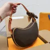 Dames Erwten Pochette Tas Luxe Designer Loop Bags Parijs Merk Bruine Bloem Bedrukt Etui Crossbody Handtassen Dame Lederen Halve Maan Onderarm Schouder Handtas