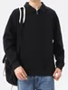 Hoodies masculinos 2024 meia-zip sweatshirts homens coreano moda camisas colarinho manga longa algodão pullovers básicos com capuz tops tamanho grande 8xl