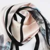 Double layered plain crepe satin silk long scarf with landscape painting Chinese style scarf womens fashion versatile double-sided scarf