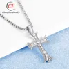 Chaopai Croix Coeur Diamant Pendentif en Acier Inoxydable Hip Hop Croix Fleur Polyvalent avec Chaîne de Collier pour Hommes et Femmes