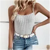 Womens Knits Tees European Fashion Designers Tops Selling Knitted Tank Summer Slim Sleeveless Elastic Short Top Drop Delivery Apparel Otbvn