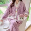 Slaaplounge herfst en winter koraal pluche koude bescherming zwangere dames pyjama's cartoon gemengd set verstelbare elastische dames casual setl2404