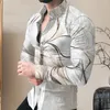 Camicie casual da uomo Camicia da uomo monopetto a maniche lunghe con risvolto Stampa digitale 3D Ufficio alla moda