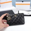 10a de alta qualidade de couro genuíno caviar cavaleiro feminino zero carteira wallet wallet titulares de cartões femininos designer push wallet woman 007