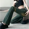 女子ジーンズホースシューズボンMS Invisible Open Crotch Outdoor Sex Retro Micro Flared Elastic High Waist Slim Fit Pantsを拭く