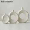 Nordic Style Ceramic Donut Vase Modern Home Decoration Elegant Flower Container Simple Office LivingRoom Ornaments Table Decor 240314