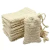 Sac économiseur de savon en sisal, support de pochette exfoliant naturel Wht0228