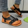 Sandals 2024 Shoes For Women Thong Women's Casual Appliques Round Toe Elastic Band Flat With Female