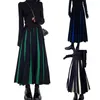 Jupes femmes taille haute élastique Colorblock rayé évasé a-ligne tricoté jupe longue