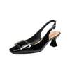 Top Summer Sandal Women Square Headed Single Shoes Back Air Sandals Women's Thin Heels Fashionable High Heel 240228