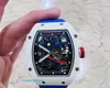 Coleção de relógios de pulso Designer RM Rm67-02 Branco Azul Tpt Caixa de fibra de carbono RM6702