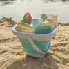 Sand Play Water Fun Sand Toys Foldbar Sand Bucket Toys 11st Summer Beach Set Toddlers Animal Sand Forms For Kids Toys and Games Accessories 240321