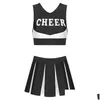 Womens Tracksuits Cheerleading Uniform Dance Venha V Pescoço Sem Mangas Crop Top Com Saia Plissada Escola Meninas Cheerleader Cosplay Out DHz9M