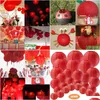 Autres fournitures de fête d'événement 28 pcs 5 tailles année chinoise lanternes de papier rouge décoratives lanterne ronde japonaise pour la fête du printemps nous Dhvvd