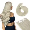 Extensions AW Mini Tape dans les Extensions de Cheveux Humains Droite Naturel Gris Blond Sans Soudure Invisible Peau Trame Ruban Adhésif Dans de Vrais Cheveux Humains